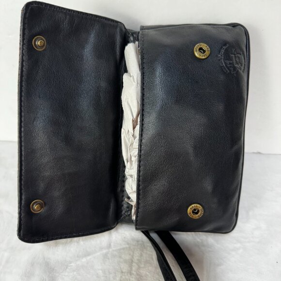 Atelier V Cuir Brown Black Daisy Embossed Leather Shoulder Wallet Clutch Purse W - Picture 13 of 16